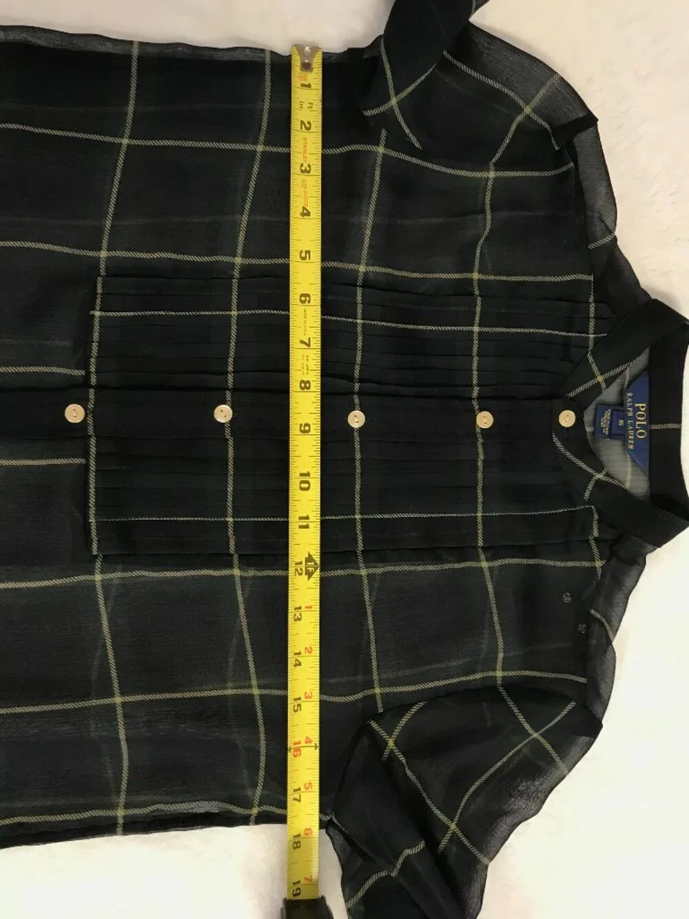 Polo Ralph Lauren Sheer Plaid Chiffon Button Shirt Youth 16 Fits XS